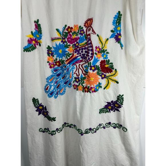 Zaros Artesanias Vestido/Kimonas Hand Made Embroidered Dress White Sz L hippie - Picture 9 of 11